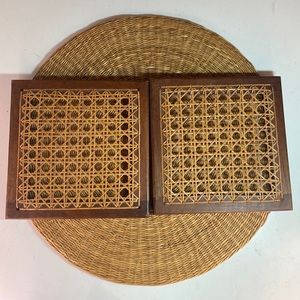 Vintage Boho Dark Wood Woven Decorative Coasters Set